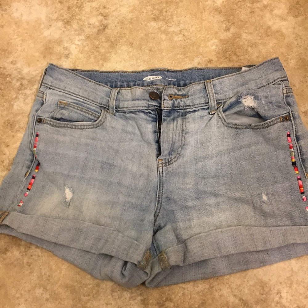 Light wash denim shorts